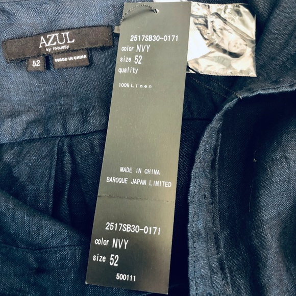 Azul Japanese Navy Blue Linen Button Down Shirt 52 - Picture 6 of 8